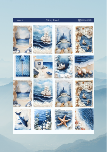 1 Adet Mavi Renk Temalı Sticker (12x17 cm) Bullet Journal,Scrapbook, Ajanda, Planlayıcı için