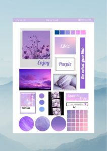 1 Sayfa Mor Renk Temalı 12*17 cm Sticker /Scrapbook, Bullet Journal, Planlayıcı, Defter İçin