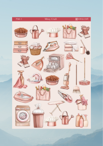 1 Sayfa Pembe Renk Temalı 12*17 cm Sticker /Scrapbook, Bullet Journal, Planlayıcı, Defter İçin