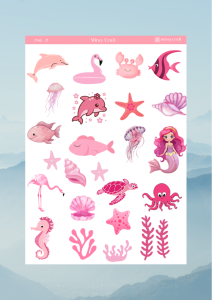 1 Sayfa Pembe Renk Temalı 12*17 cm Sticker /Scrapbook, Bullet Journal, Planlayıcı, Defter İçin