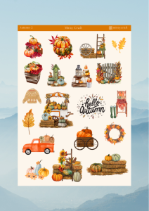 1 Adet Sonbahar Temalı Sticker – 12x17 cm Scrapbook, Bullet Journal, Planlayıcı İçin
