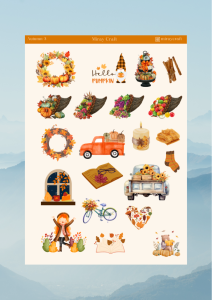 1 Adet Sonbahar Temalı Sticker – 12x17 cm Scrapbook, Bullet Journal, Planlayıcı İçin