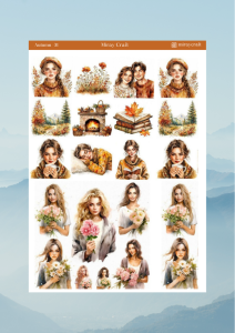1 Adet Sonbahar Temalı Sticker – 12×17 cm Scrapbook, Bullet Journal, Planlayıcı İçin