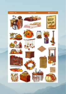 1 Adet Sonbahar Temalı Sticker – 12×17 cm Scrapbook, Bullet Journal, Planlayıcı İçin