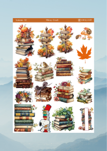 1 Adet Sonbahar Temalı Sticker – 12×17 cm Scrapbook, Bullet Journal, Planlayıcı İçin