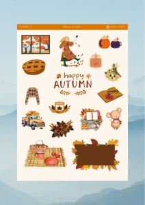 1 Adet Sonbahar Temalı Sticker – 12×17 cm Scrapbook, Bullet Journal, Planlayıcı İçin