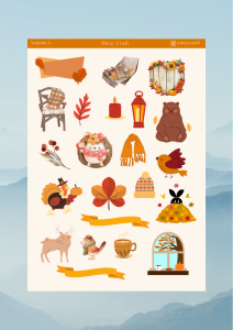 1 Adet Sonbahar Temalı Sticker – 12×17 cm Scrapbook, Bullet Journal, Planlayıcı İçin