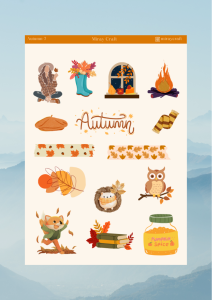 1 Adet Sonbahar Temalı Sticker – 12×17 cm Scrapbook, Bullet Journal, Planlayıcı İçin