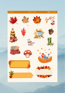 1 Adet Sonbahar Temalı Sticker – 12×17 cm Scrapbook, Bullet Journal, Planlayıcı İçin