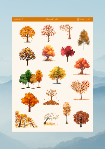 1 Adet Sonbahar Temalı Sticker – 12×17 cm Scrapbook, Bullet Journal, Planlayıcı İçin
