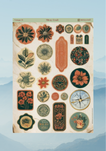 1 Adet Vintage Temalı Sticker (12×17 cm) Bullet Journal, Scrapbook, Ajanda ve Planlayıcı İçin