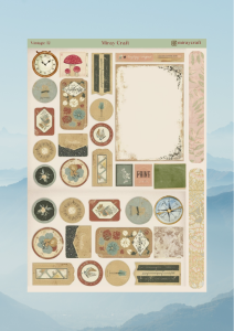 1 Adet Vintage Temalı Sticker (12×17 cm) Bullet Journal, Scrapbook, Ajanda ve Planlayıcı İçin