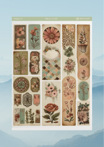 1 Adet Vintage Temalı Sticker (12×17 cm) Bullet Journal, Scrapbook, Ajanda ve Planlayıcı İçin