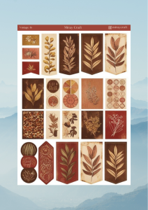1 Adet Vintage Temalı Sticker (12×17 cm) Bullet Journal, Scrapbook, Ajanda ve Planlayıcı İçin