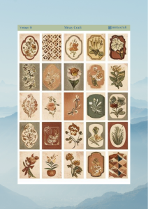 1 Adet Vintage Temalı Sticker (12×17 cm) Bullet Journal, Scrapbook, Ajanda ve Planlayıcı İçin