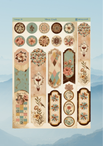 1 Adet Vintage Temalı Sticker (12×17 cm) Bullet Journal, Scrapbook, Ajanda ve Planlayıcı İçin