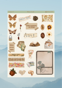 1 Adet Vintage Temalı Sticker (12×17 cm) Bullet Journal, Scrapbook, Ajanda ve Planlayıcı İçin