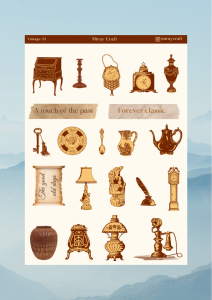 1 Adet Vintage Temalı Sticker (12×17 cm) Bullet Journal, Scrapbook, Ajanda ve Planlayıcı İçin