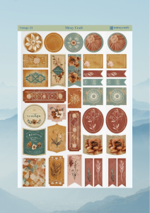 1 Adet Vintage Temalı Sticker (12×17 cm) Bullet Journal, Scrapbook, Ajanda ve Planlayıcı İçin