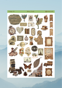 1 Adet Vintage Temalı Sticker (12×17 cm) Bullet Journal, Scrapbook, Ajanda ve Planlayıcı İçin