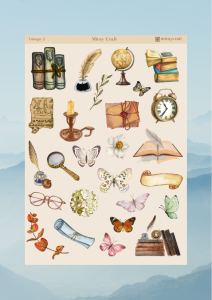 1 Adet Vintage Temalı Sticker (12×17 cm) Bullet Journal, Scrapbook, Ajanda ve Planlayıcı İçin