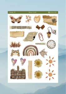 1 Adet Vintage Temalı Sticker (12×17 cm) Bullet Journal, Scrapbook, Ajanda ve Planlayıcı İçin
