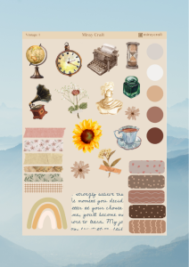 1 Adet Vintage Temalı Sticker (12×17 cm) Bullet Journal, Scrapbook, Ajanda ve Planlayıcı İçin