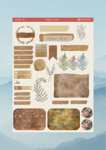 1 Adet Vintage Temalı Sticker (12×17 cm) Bullet Journal, Scrapbook, Ajanda ve Planlayıcı İçin