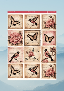 1 Adet Vintage Temalı Sticker (12×17 cm) Bullet Journal, Scrapbook, Ajanda ve Planlayıcı İçin