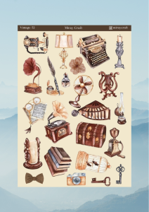 1 Adet Vintage Temalı Sticker (12×17 cm) Bullet Journal, Scrapbook, Ajanda ve Planlayıcı İçin