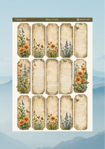 1 Adet Vintage Temalı Sticker (12×17 cm) Bullet Journal, Scrapbook, Ajanda ve Planlayıcı İçin