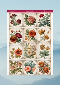 1 Adet Vintage Temalı Sticker (12×17 cm) Bullet Journal, Scrapbook, Ajanda ve Planlayıcı İçin