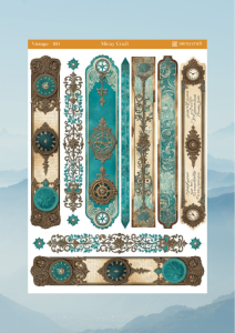 1 Adet Vintage Temalı Sticker (12×17 cm) Bullet Journal, Scrapbook, Ajanda ve Planlayıcı İçin