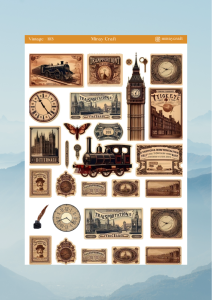 1 Adet Vintage Temalı Sticker (12×17 cm) Bullet Journal, Scrapbook, Ajanda ve Planlayıcı İçin