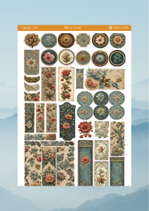 1 Adet Vintage Temalı Sticker (12×17 cm) Bullet Journal, Scrapbook, Ajanda ve Planlayıcı İçin