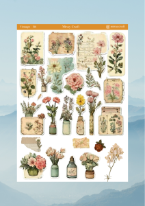 1 Adet Vintage Temalı Sticker (12×17 cm) Bullet Journal, Scrapbook, Ajanda ve Planlayıcı İçin