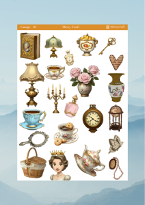 1 Adet Vintage Temalı Sticker (12×17 cm) Bullet Journal, Scrapbook, Ajanda ve Planlayıcı İçin