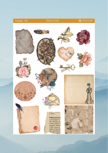 1 Adet Vintage Temalı Sticker (12×17 cm) Bullet Journal, Scrapbook, Ajanda ve Planlayıcı İçin