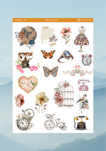 1 Adet Vintage Temalı Sticker (12×17 cm) Bullet Journal, Scrapbook, Ajanda ve Planlayıcı İçin