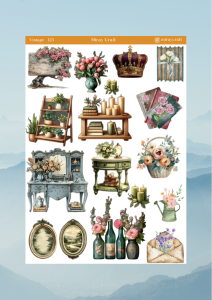 1 Adet Vintage Temalı Sticker (12×17 cm) Bullet Journal, Scrapbook, Ajanda ve Planlayıcı İçin