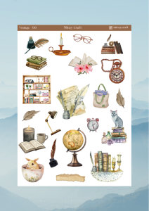 1 Adet Vintage Temalı Sticker (12×17 cm) Bullet Journal, Scrapbook, Ajanda ve Planlayıcı İçin