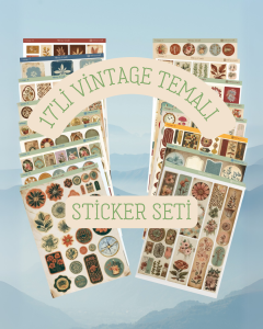 17'li Vintage Temalı 12*17 Cm Sticker Seti/bullet Journal, Scrapbook, Ajanda, Defter Için