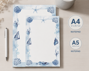 Deniz Temalı 2'li Set (A4-A5) Notepad - Not Defteri - Bloknot