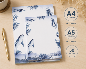 Deniz Temalı 2'li Set (A4-A5) Notepad - Not Defteri - Bloknot