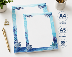 Deniz Temalı 2'li Set (A4-A5) Notepad - Not Defteri - Bloknot