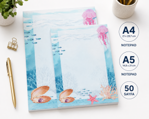 Deniz Temalı 2'li Set (A4-A5) Notepad - Not Defteri - Bloknot