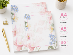Floral Desenli 2'li Set (A4-A5) Notepad - Not Defteri - Bloknot
