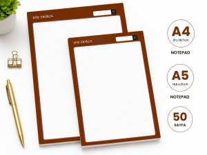 Kahverengi Kareli 2'li Set (A4-A5) Notepad - Not Defteri - Bloknot