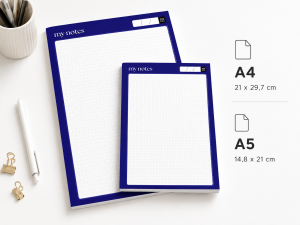 Lacivert Kareli 2'li Set (A4-A5) Notepad - Not Defteri - Bloknot