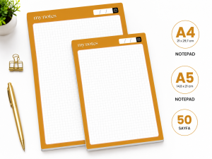 Turuncu Kareli 2'li Set (A4-A5) Notepad - Not Defteri - Bloknot